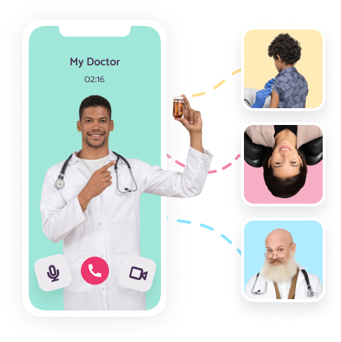 Doctor doing video call with patients